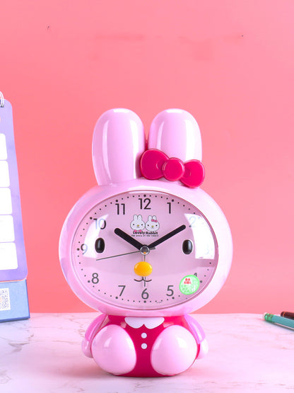 Cute Cartoon Stereo Dual Music Alarm Clock Mute Sweep Second Snooze Night Light